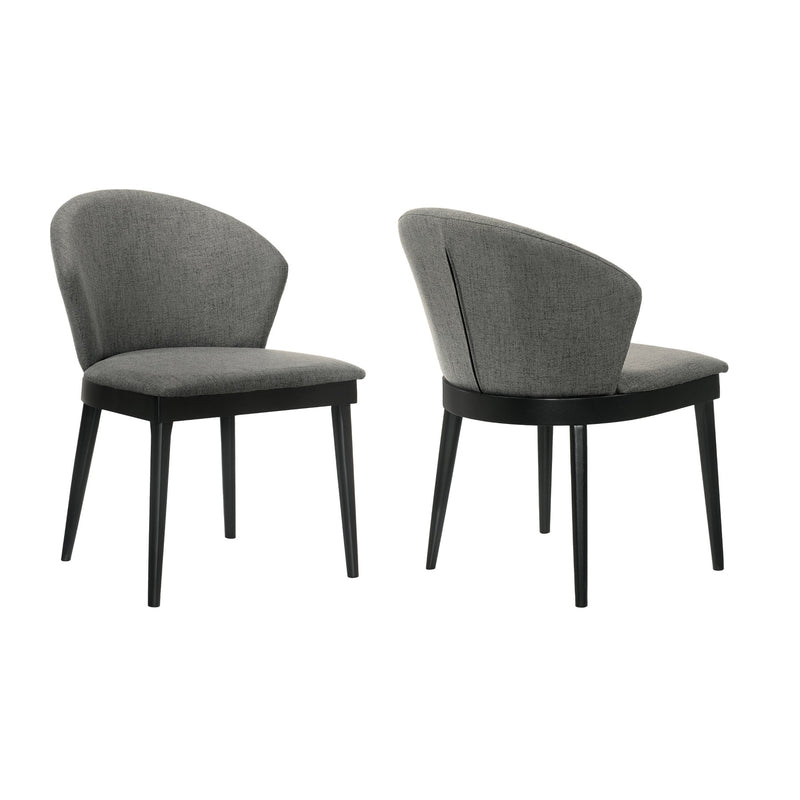 Juno Charcoal Fabric and Black Wood Dining Side Chairs - Set of 2 - Furniture City (CA)l