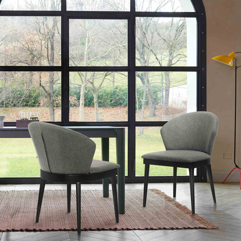 Juno Charcoal Fabric and Black Wood Dining Side Chairs - Set of 2 - Furniture City (CA)l