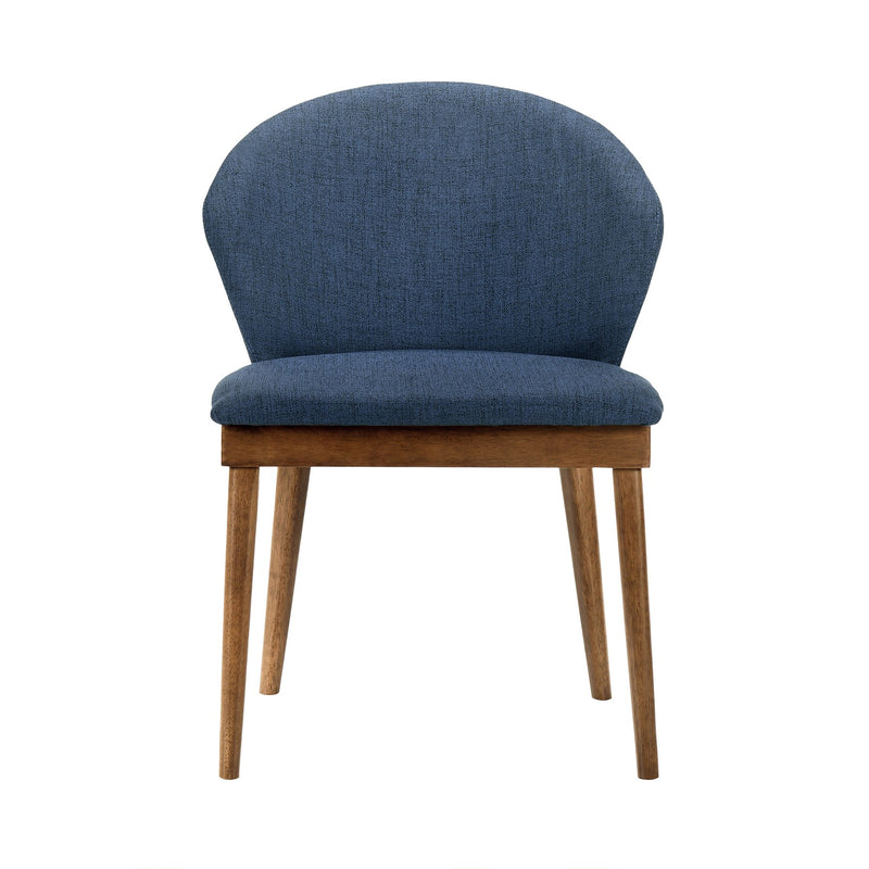 Juno Blue Fabric and Walnut Wood Dining Side Chairs - Set of 2 - Furniture City (CA)l