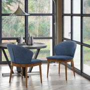 Juno Blue Fabric and Walnut Wood Dining Side Chairs - Set of 2 - Furniture City (CA)l