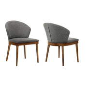 Juno Charcoal Fabric and Walnut Wood Dining Side Chairs - Set of 2 - Furniture City (CA)l