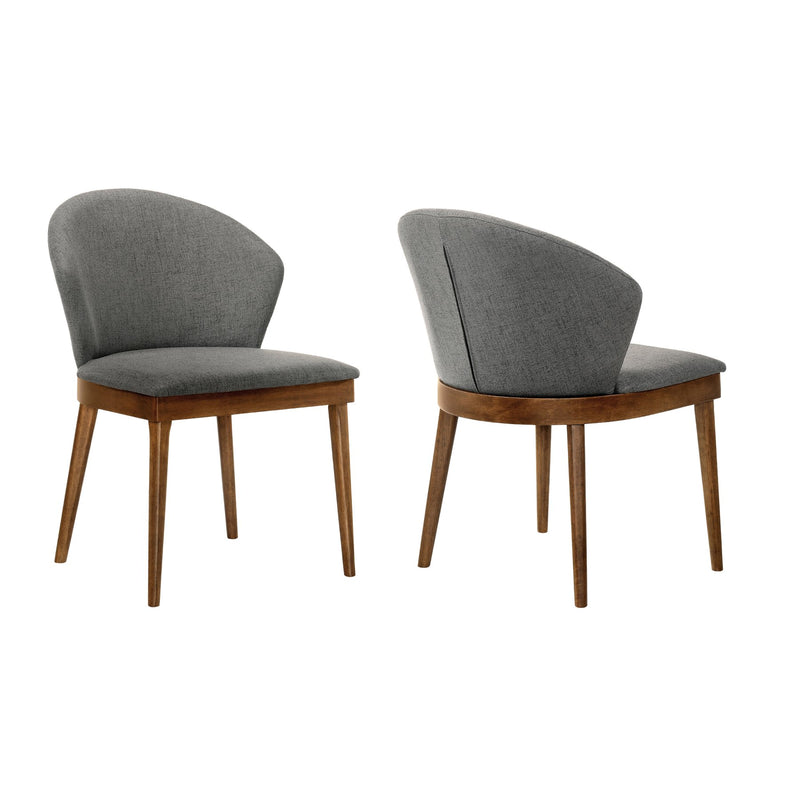 Juno Charcoal Fabric and Walnut Wood Dining Side Chairs - Set of 2 - Furniture City (CA)l