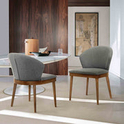 Juno Charcoal Fabric and Walnut Wood Dining Side Chairs - Set of 2 - Furniture City (CA)l