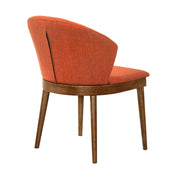 Juno Orange Fabric and Walnut Wood Dining Side Chairs - Set of 2 - Furniture City (CA)l