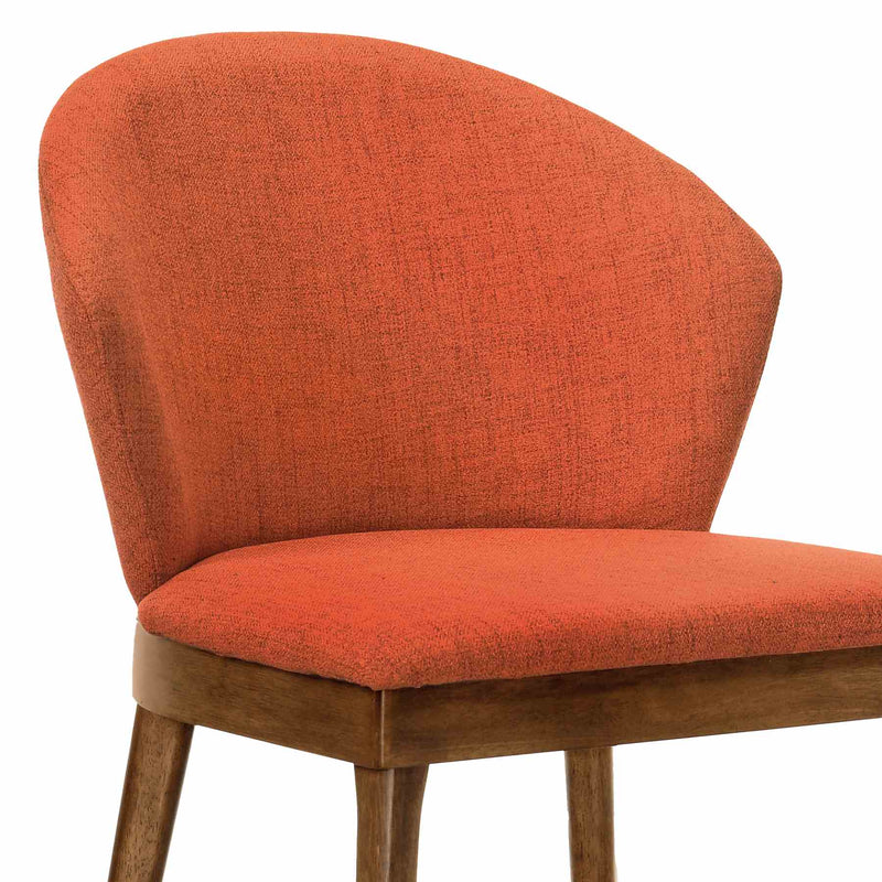 Juno Orange Fabric and Walnut Wood Dining Side Chairs - Set of 2 - Furniture City (CA)l