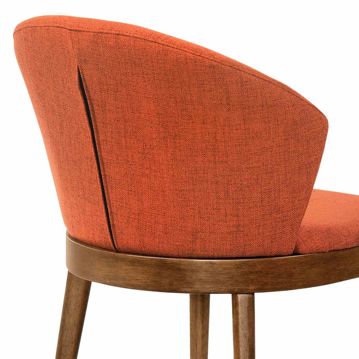Juno Orange Fabric and Walnut Wood Dining Side Chairs - Set of 2