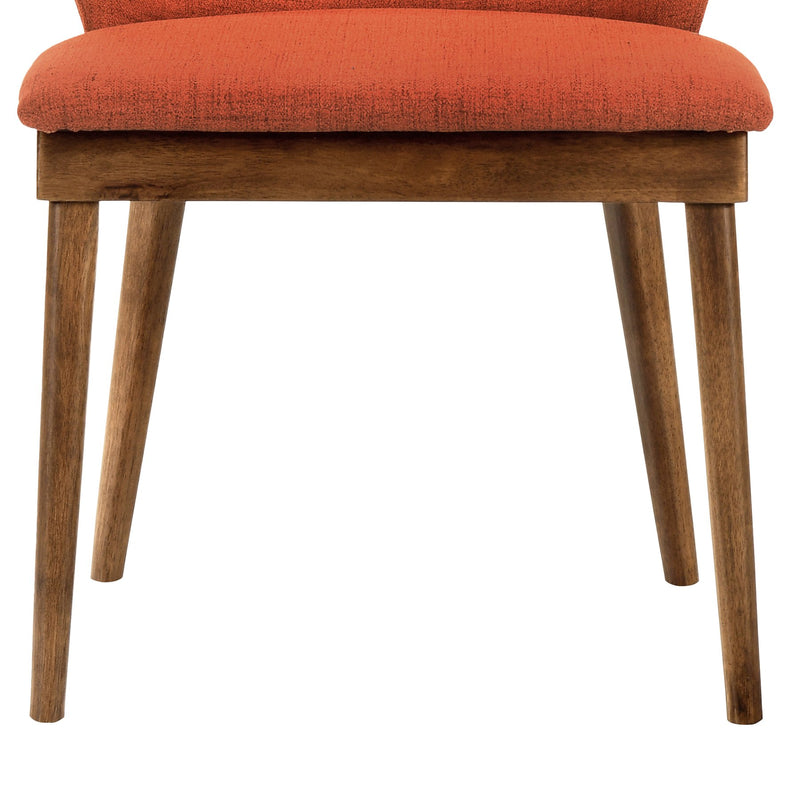 Juno Orange Fabric and Walnut Wood Dining Side Chairs - Set of 2 - Furniture City (CA)l