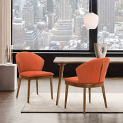 Juno Orange Fabric and Walnut Wood Dining Side Chairs - Set of 2 - Furniture City (CA)l