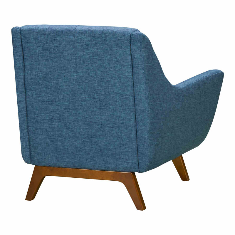 Janson Mid-Century Sofa Chair in Champagne Wood Finish and Blue Fabric - Furniture City (CA)l