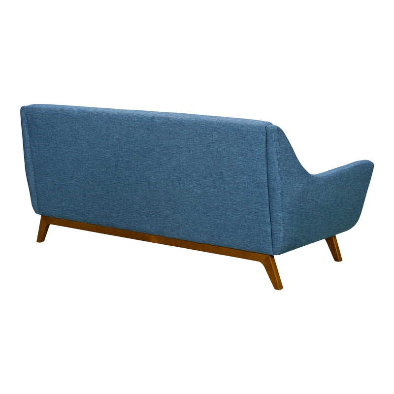 Janson Mid-Century Sofa in Champagne Wood Finish and Blue Fabric - Furniture City (CA)l