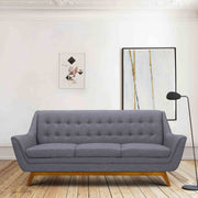 Janson Mid-Century Sofa in Champagne Wood Finish and Dark Gray Fabric - Furniture City (CA)l