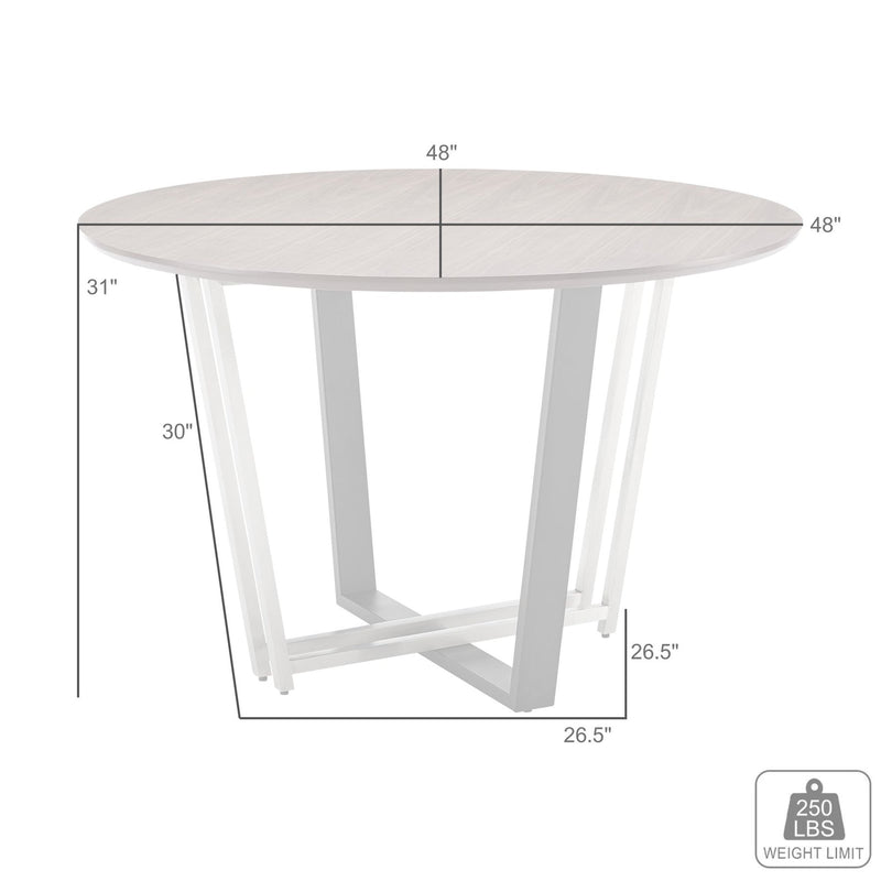 Joana 48" Round Dining Table in Gold Stainless Steel and Black Iron Base with Walnut Tabletop - Furniture City (CA)l