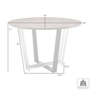 Joana 48" Round Dining Table in Brushed Stainless Steel and Black Iron Base with Walnut Tabletop - Furniture City (CA)l