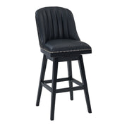 Journey 26" Counter Height Swivel Black Faux Leather and Black Wood Bar Stool - Furniture City (CA)l