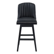 Journey 26" Counter Height Swivel Black Faux Leather and Black Wood Bar Stool - Furniture City (CA)l
