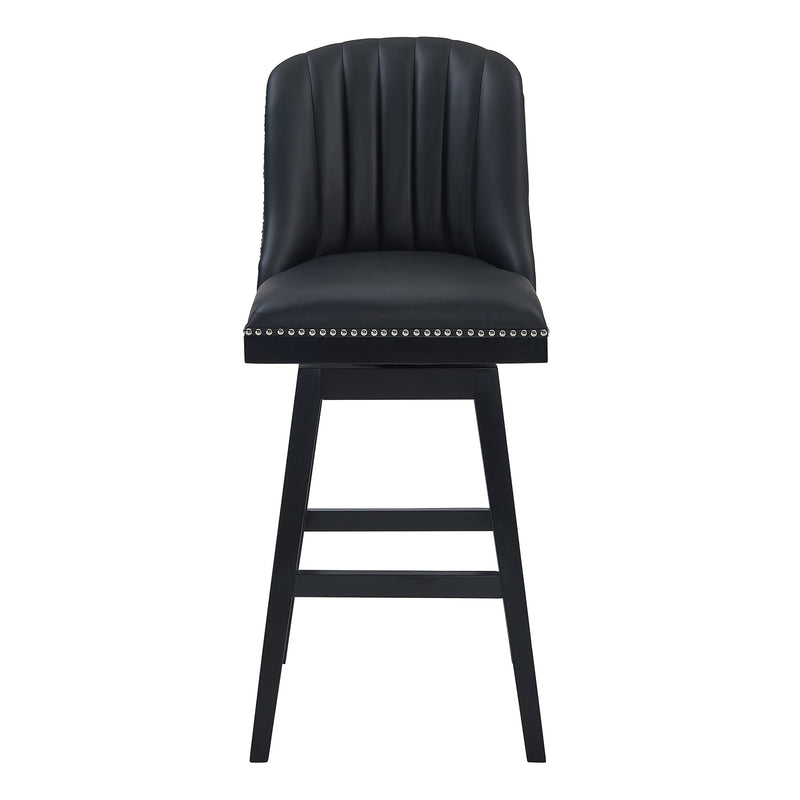 Journey 26" Counter Height Swivel Black Faux Leather and Black Wood Bar Stool - Furniture City (CA)l