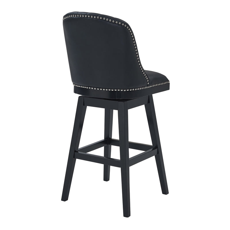 Journey 26" Counter Height Swivel Black Faux Leather and Black Wood Bar Stool - Furniture City (CA)l