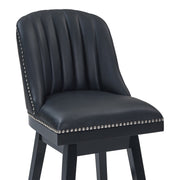 Journey 26" Counter Height Swivel Black Faux Leather and Black Wood Bar Stool - Furniture City (CA)l