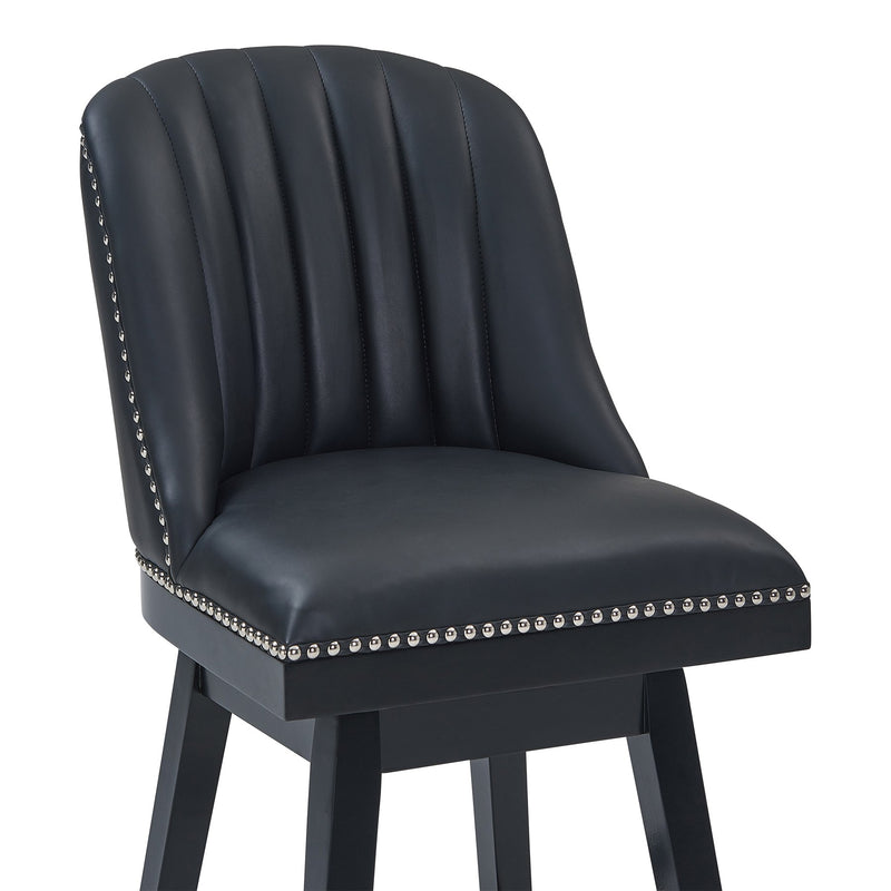 Journey 26" Counter Height Swivel Black Faux Leather and Black Wood Bar Stool - Furniture City (CA)l