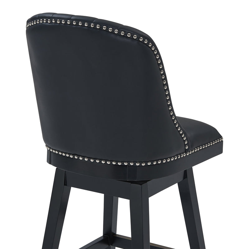 Journey 26" Counter Height Swivel Black Faux Leather and Black Wood Bar Stool - Furniture City (CA)l