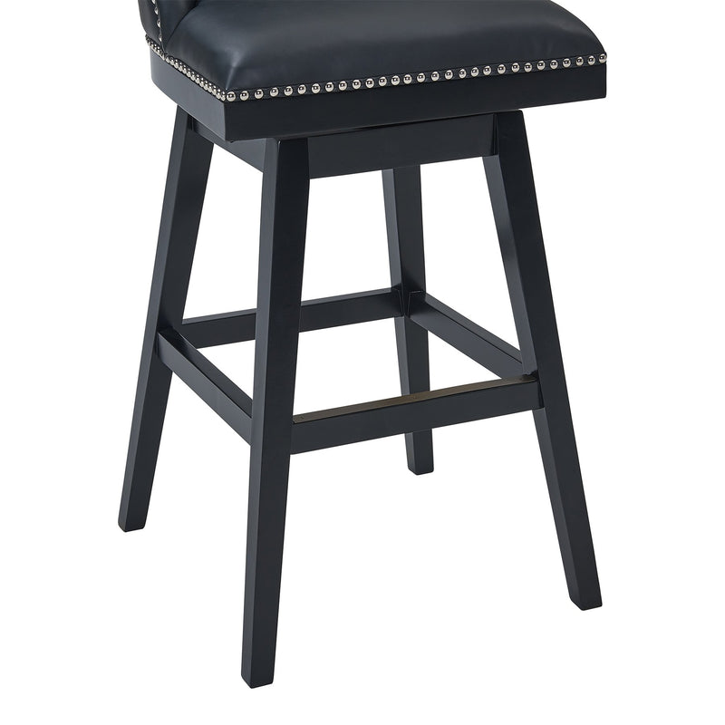 Journey 26" Counter Height Swivel Black Faux Leather and Black Wood Bar Stool - Furniture City (CA)l