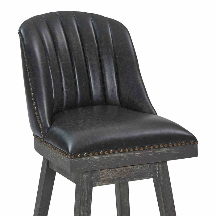 Journey 26" Counter Height Swivel Brown Onyx Faux Leather and American Gray Wood Bar Stool