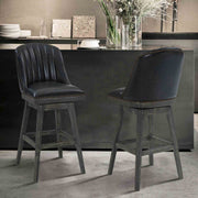 Journey 26" Counter Height Swivel Brown Onyx Faux Leather and American Gray Wood Bar Stool - Furniture City (CA)l