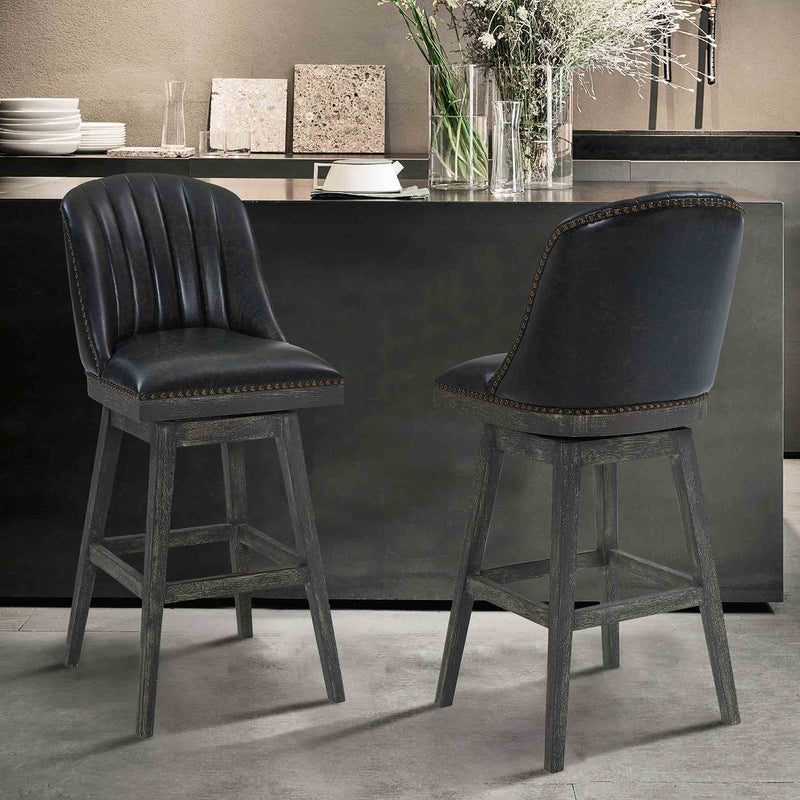 Journey 26" Counter Height Swivel Brown Onyx Faux Leather and American Gray Wood Bar Stool - Furniture City (CA)l