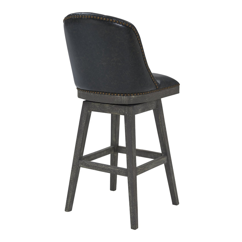 Journey 30" Bar Height Swivel Brown Onyx Faux Leather and American Gray Wood Bar Stool - Furniture City (CA)l