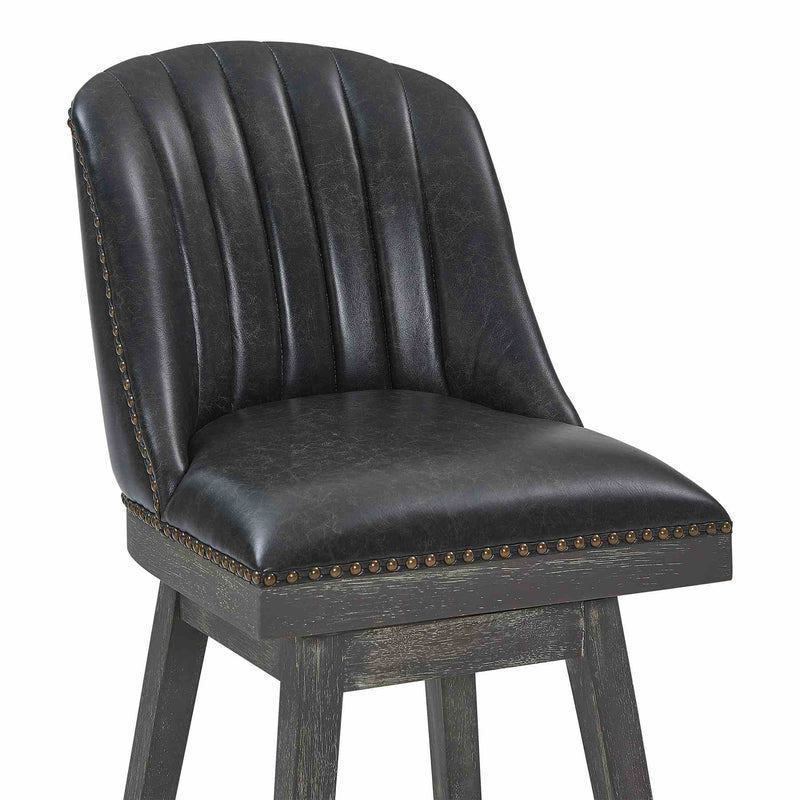 Journey 30" Bar Height Swivel Brown Onyx Faux Leather and American Gray Wood Bar Stool - Furniture City (CA)l