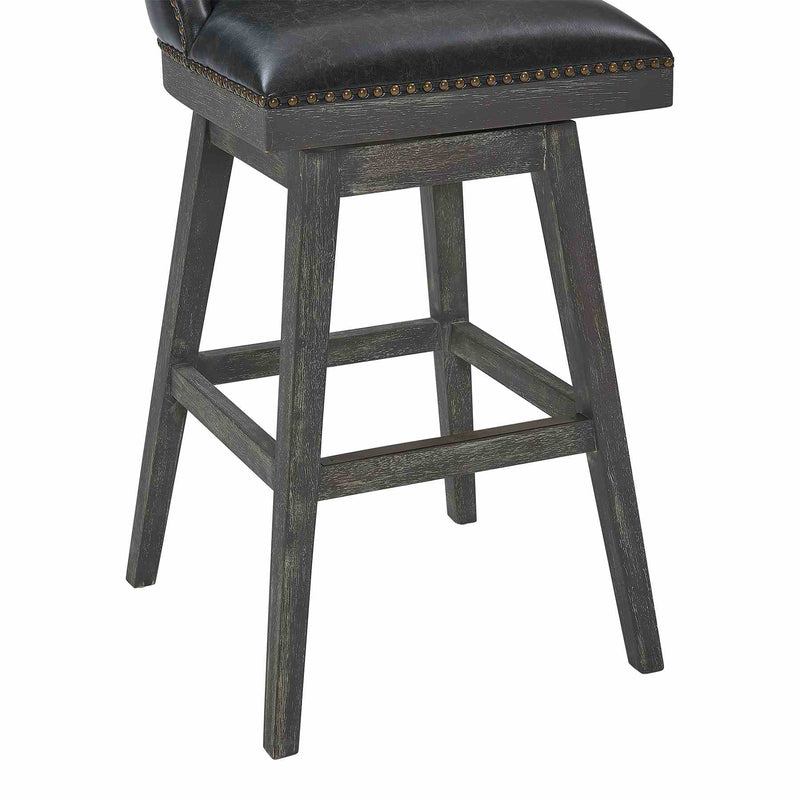 Journey 30" Bar Height Swivel Brown Onyx Faux Leather and American Gray Wood Bar Stool - Furniture City (CA)l