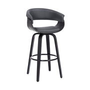 Julyssa 26" Counter Height Swivel Gray Faux Leather and Black Wood Bar Stool - Furniture City (CA)l