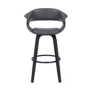 Julyssa 26" Counter Height Swivel Gray Faux Leather and Black Wood Bar Stool - Furniture City (CA)l