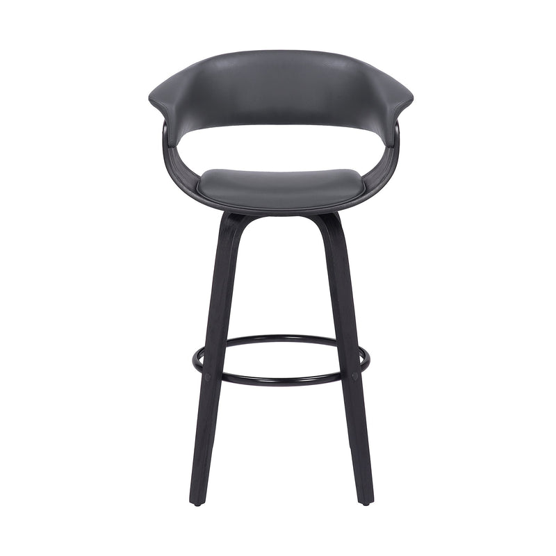 Julyssa 26" Counter Height Swivel Gray Faux Leather and Black Wood Bar Stool - Furniture City (CA)l