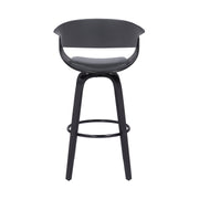 Julyssa 26" Counter Height Swivel Gray Faux Leather and Black Wood Bar Stool - Furniture City (CA)l