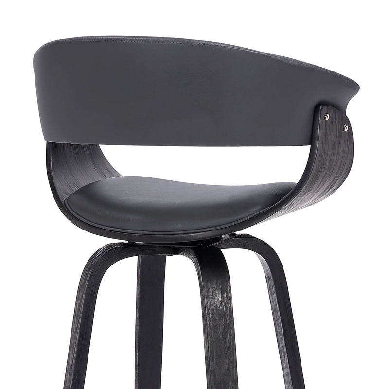 Julyssa 26" Counter Height Swivel Gray Faux Leather and Black Wood Bar Stool - Furniture City (CA)l