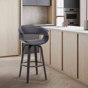 Julyssa 26" Counter Height Swivel Gray Faux Leather and Black Wood Bar Stool - Furniture City (CA)l