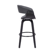 Julyssa 30" Bar Height Swivel Gray Faux Leather and Black Wood Bar Stool - Furniture City (CA)l