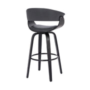 Julyssa 30" Bar Height Swivel Gray Faux Leather and Black Wood Bar Stool - Furniture City (CA)l