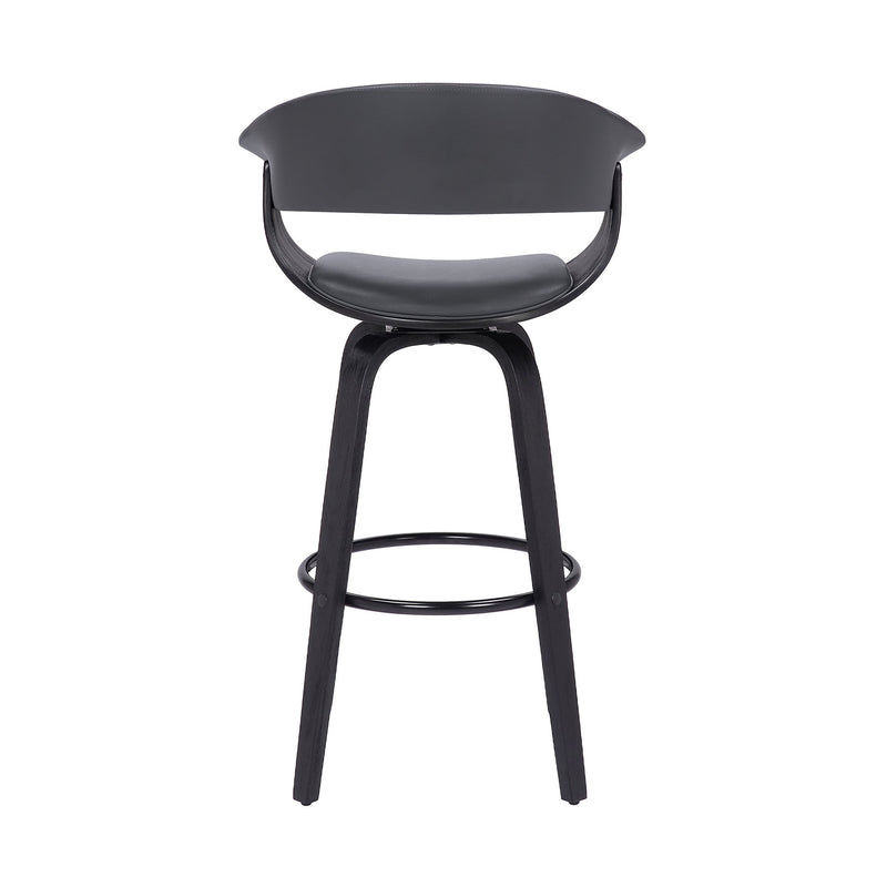 Julyssa 30" Bar Height Swivel Gray Faux Leather and Black Wood Bar Stool - Furniture City (CA)l