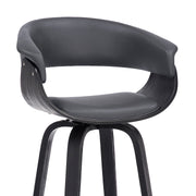 Julyssa 30" Bar Height Swivel Gray Faux Leather and Black Wood Bar Stool - Furniture City (CA)l