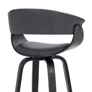 Julyssa 30" Bar Height Swivel Gray Faux Leather and Black Wood Bar Stool - Furniture City (CA)l