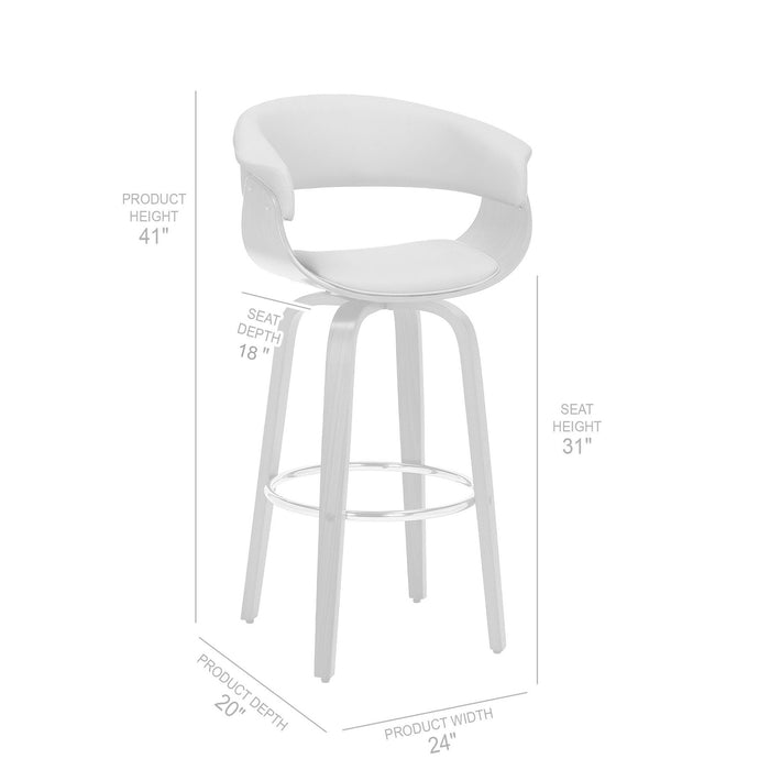 Julyssa 30" Bar Height Swivel Gray Faux Leather and Black Wood Bar Stool