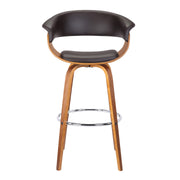 Julyssa 26" Counter Height Swivel Brown Faux Leather and Walnut Wood Bar Stool - Furniture City (CA)l