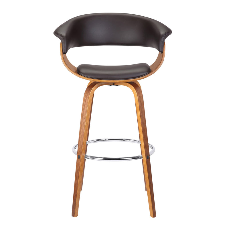 Julyssa 26" Counter Height Swivel Brown Faux Leather and Walnut Wood Bar Stool - Furniture City (CA)l