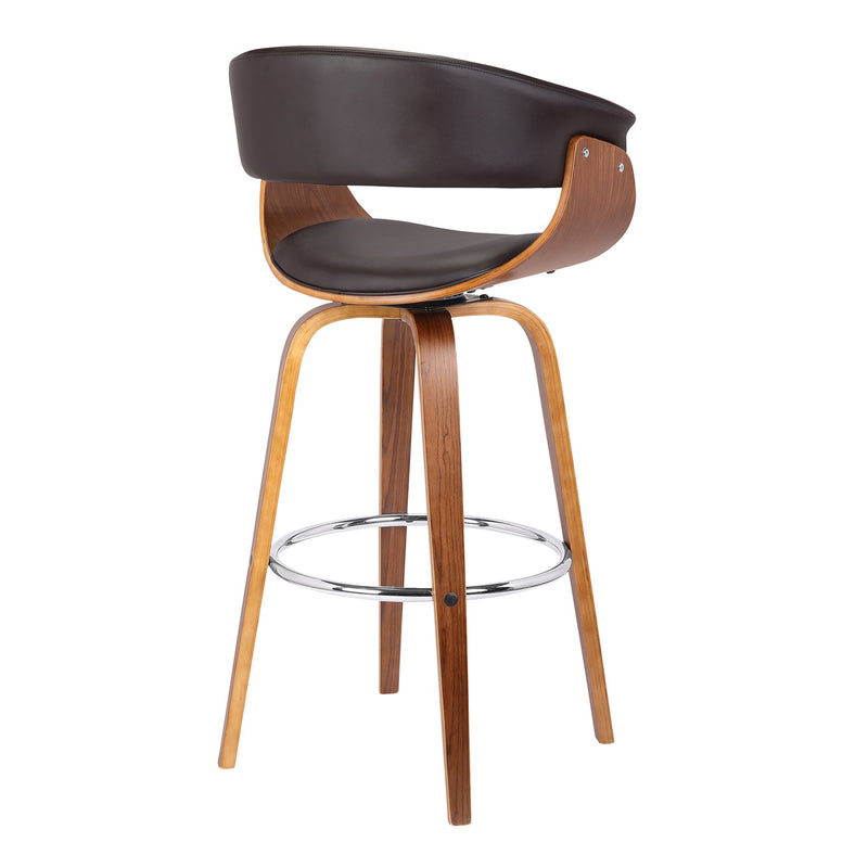 Julyssa 26" Counter Height Swivel Brown Faux Leather and Walnut Wood Bar Stool - Furniture City (CA)l