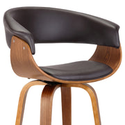 Julyssa 26" Counter Height Swivel Brown Faux Leather and Walnut Wood Bar Stool - Furniture City (CA)l