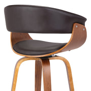Julyssa 26" Counter Height Swivel Brown Faux Leather and Walnut Wood Bar Stool - Furniture City (CA)l