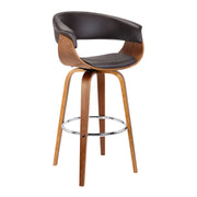 Julyssa 30" Bar Height Swivel Brown Faux Leather and Walnut Wood Bar Stool - Furniture City (CA)l