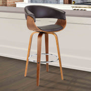 Julyssa 30" Bar Height Swivel Brown Faux Leather and Walnut Wood Bar Stool - Furniture City (CA)l
